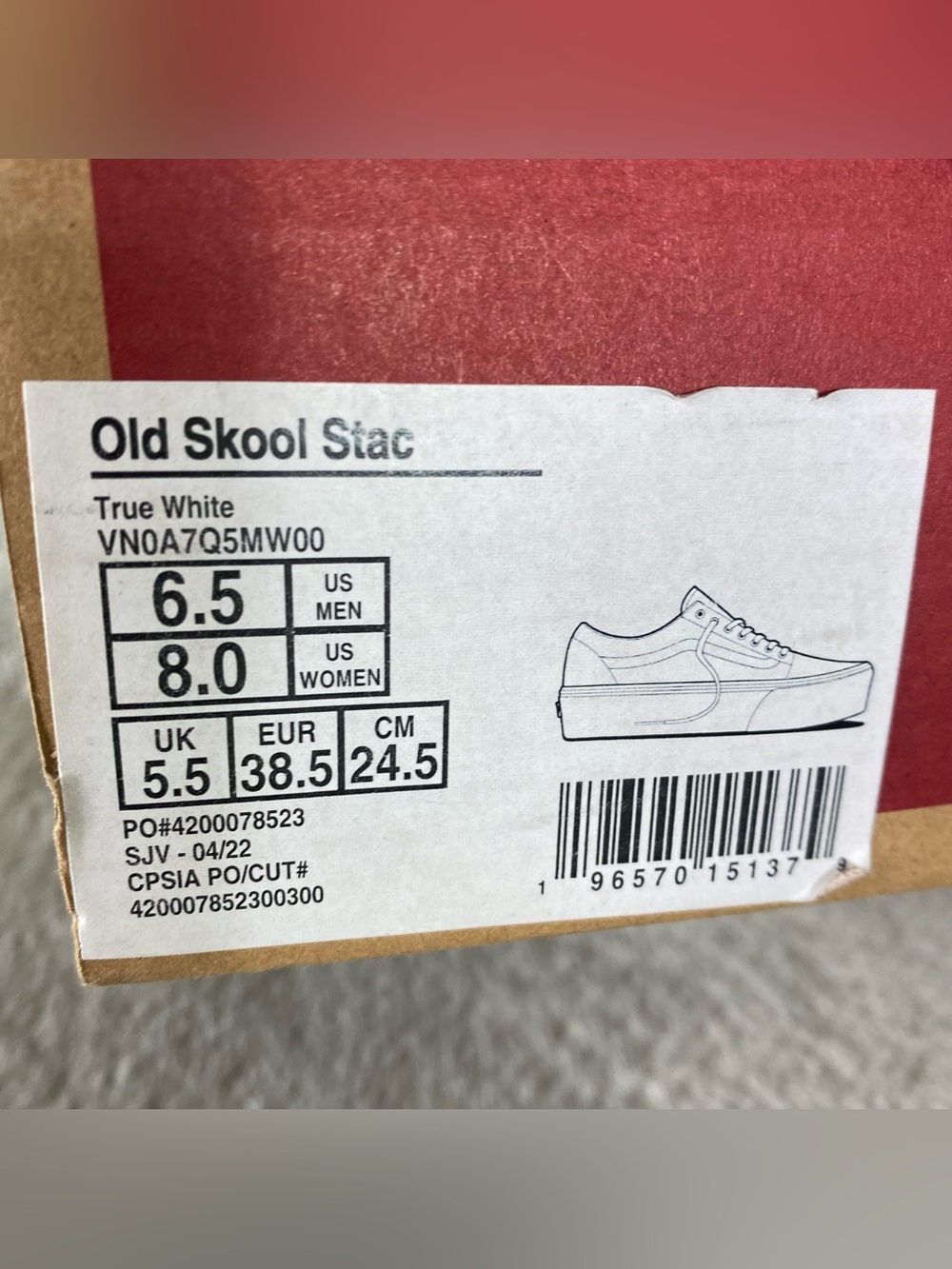 Vans Old Skool Stackform Shoes Womens Size 8 True White Canvas Platform NEW - Picture 10 of 10